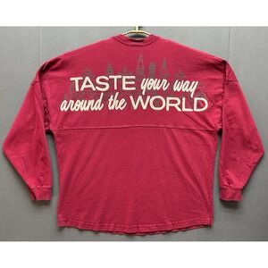 Disney Parks Shirt Mens Large Red Epcot Food Wine Spirit Jersey 2018 Long Sleeve